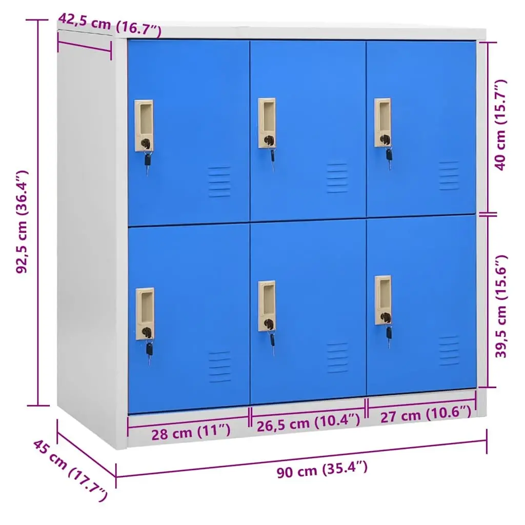 Locker Cabinet Storage Organiser Office School Home Steel Blue 90W x 45D x 92.5H cm