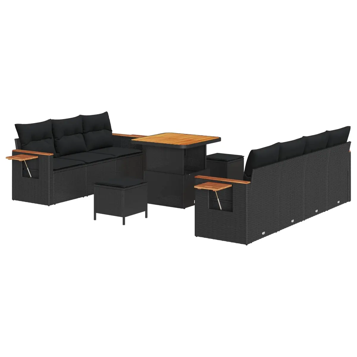 Modular Garden Sofa Set for Outdoor Use 13 Pieces Black Poly Rattan
