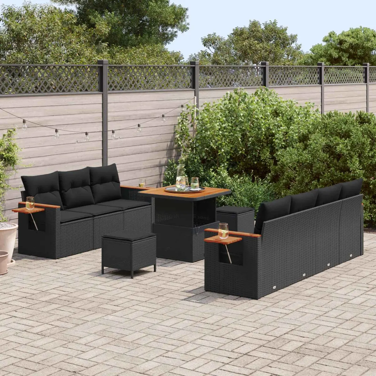 Modular Garden Sofa Set for Outdoor Use 13 Pieces Black Poly Rattan