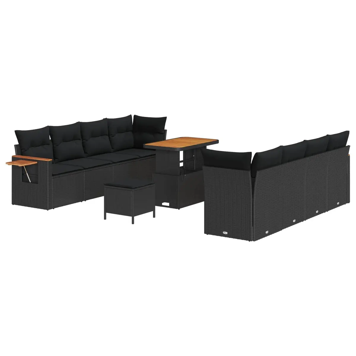 Modular Garden Sofa Set Outdoor Seating Furniture 12 Piece Black Poly Rattan