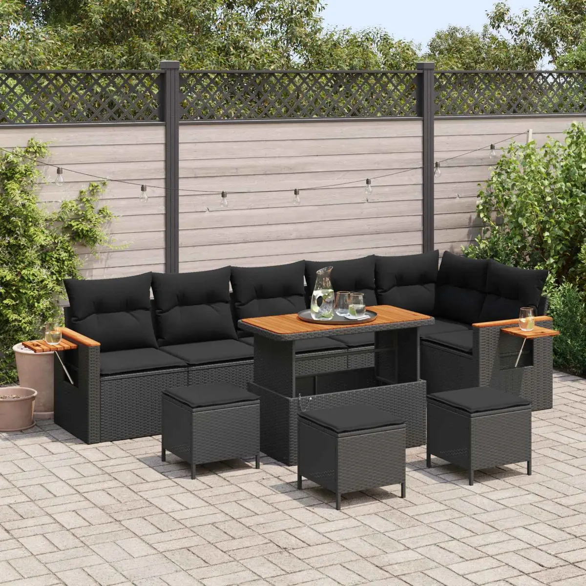 Modular Garden Sofa Set for Outdoor Use 12 Piece Black