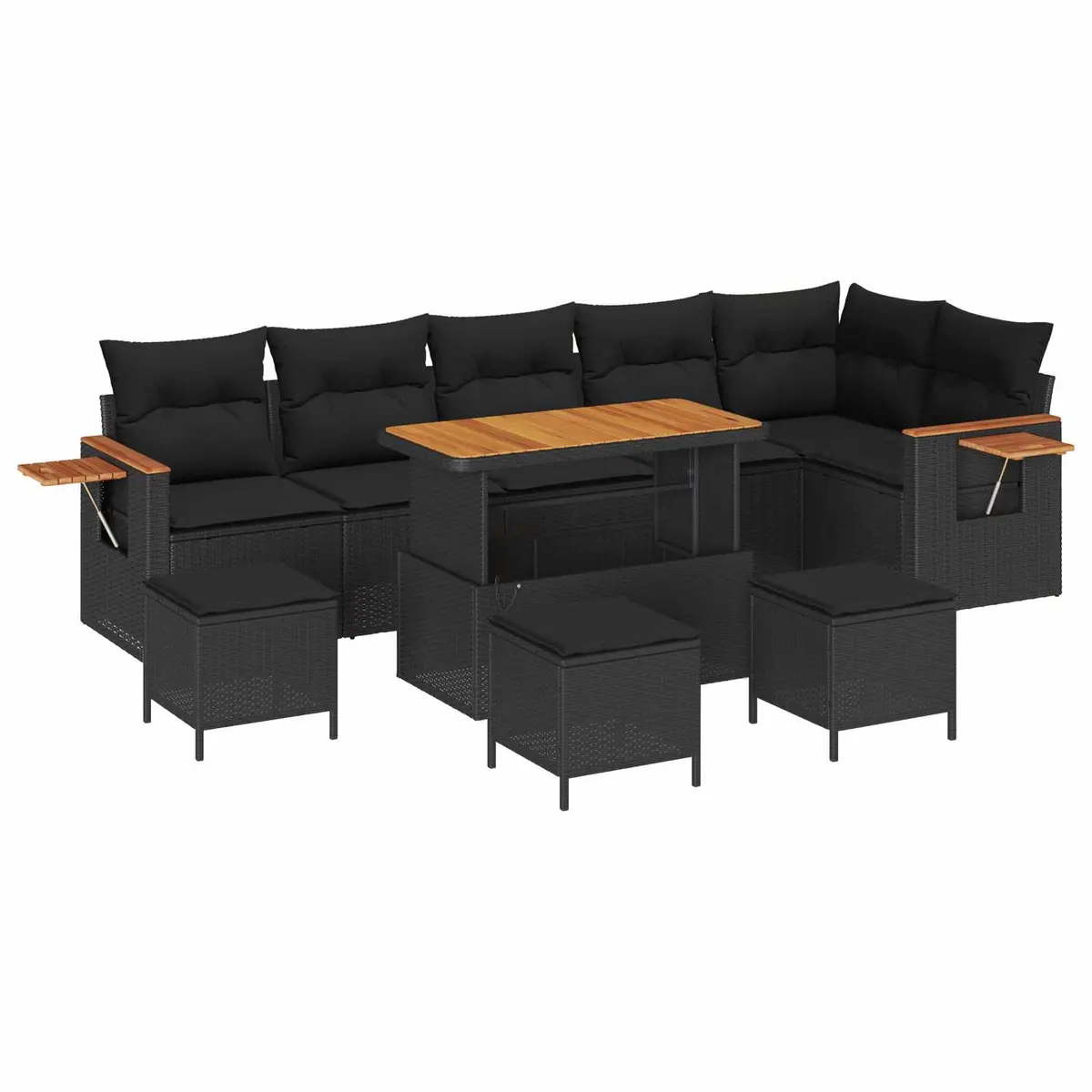 Modular Garden Sofa Set for Outdoor Use 12 Piece Black