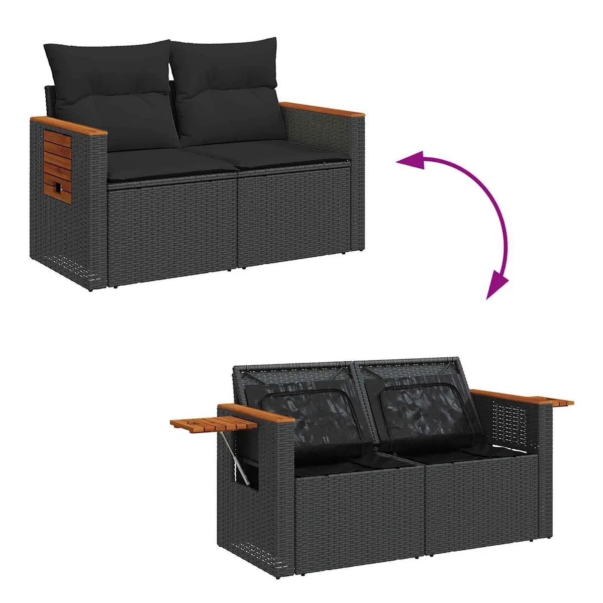 Modular Garden Sofa Set 13 Piece Black