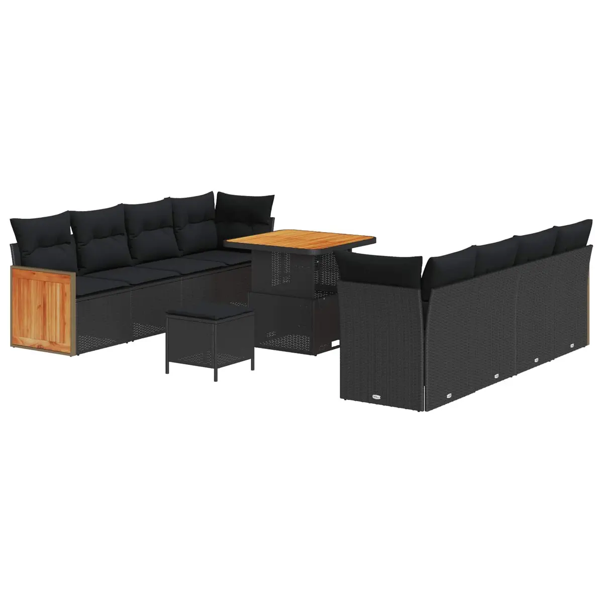 Modular Garden Sofa Set 12 Piece Outdoor Seating Black