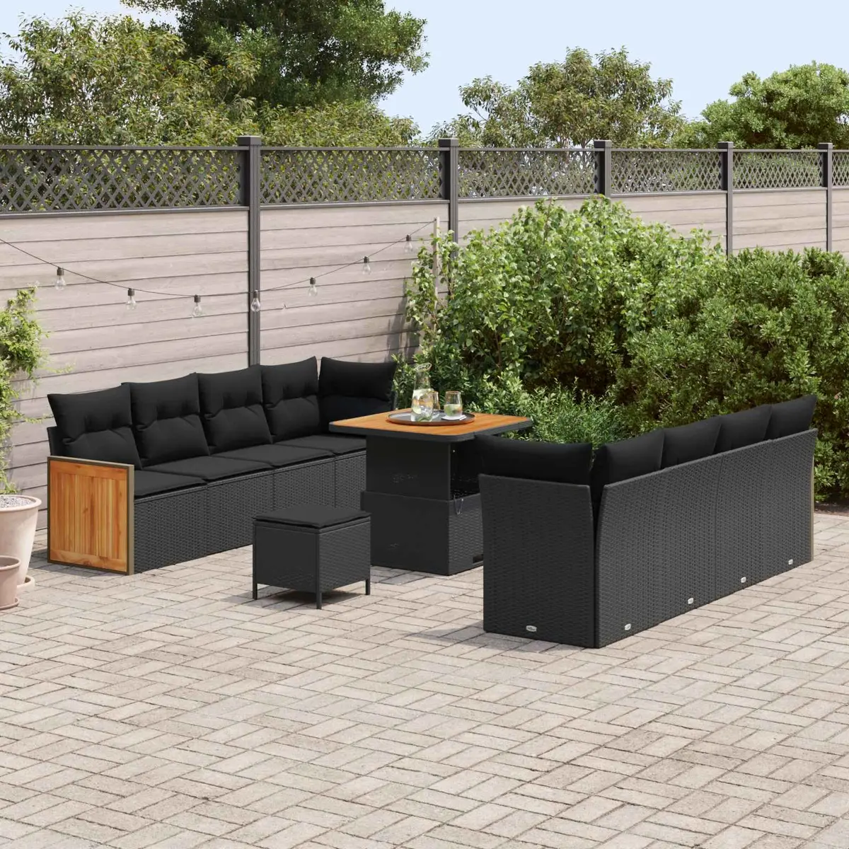 Modular Garden Sofa Set 12 Piece Outdoor Seating Black