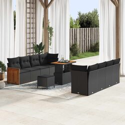 12-Piece Garden Sofa Set with Cushions and Rattan