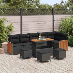 Modular Garden Sofa Set: 12 Pieces, Black Poly Rattan