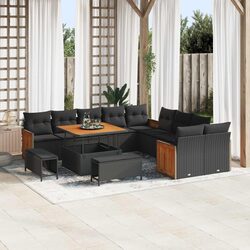 Modular Garden Sofa Set - 17 Pieces, Black Rattan Design