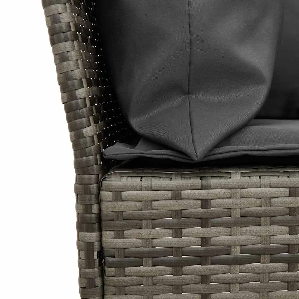 Garden Sofa with Cushions Grey Poly Rattan Outdoor Furniture Set Modular