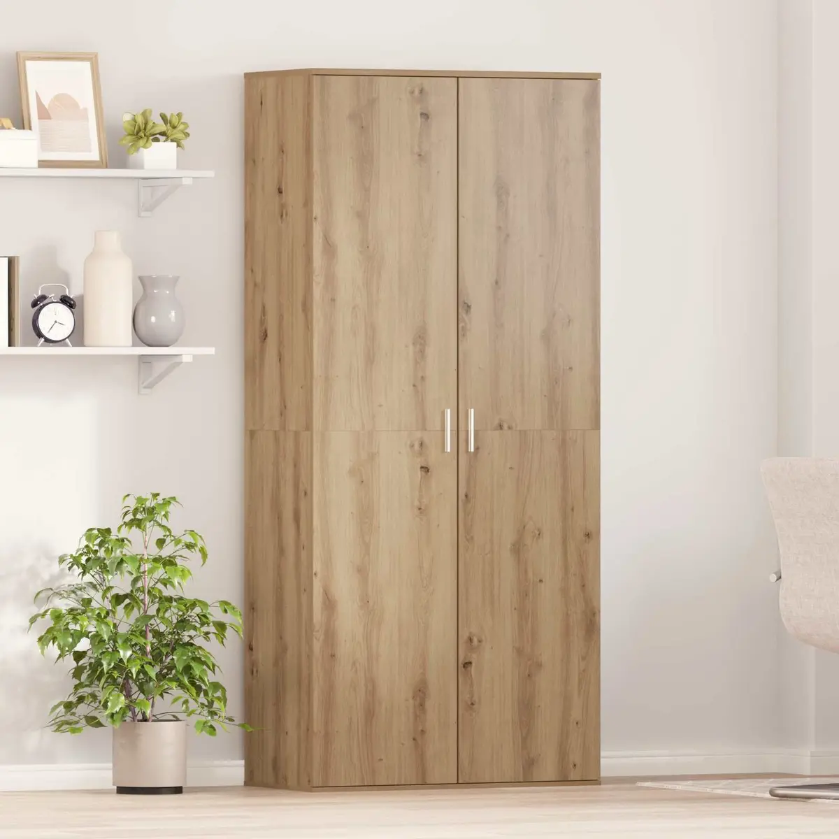 Highboard Storage Cabinet Living Room 80 x 39 x 178 cm Engineered Wood Beige