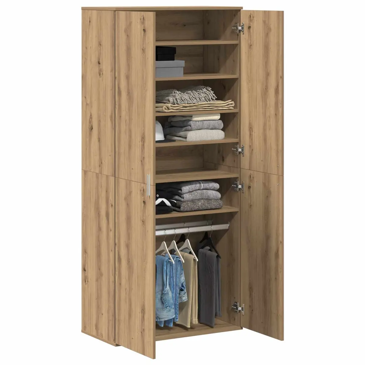 Highboard Storage Cabinet Living Room 80 x 39 x 178 cm Engineered Wood Beige