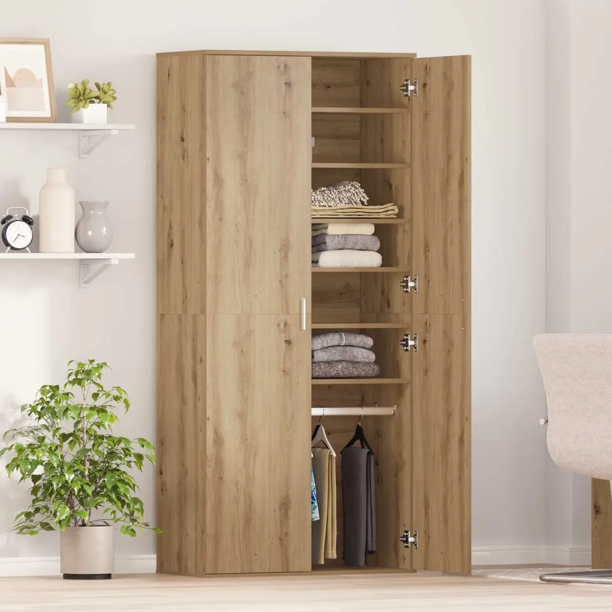 Highboard Storage Cabinet Living Room 80 x 39 x 178 cm Engineered Wood Beige