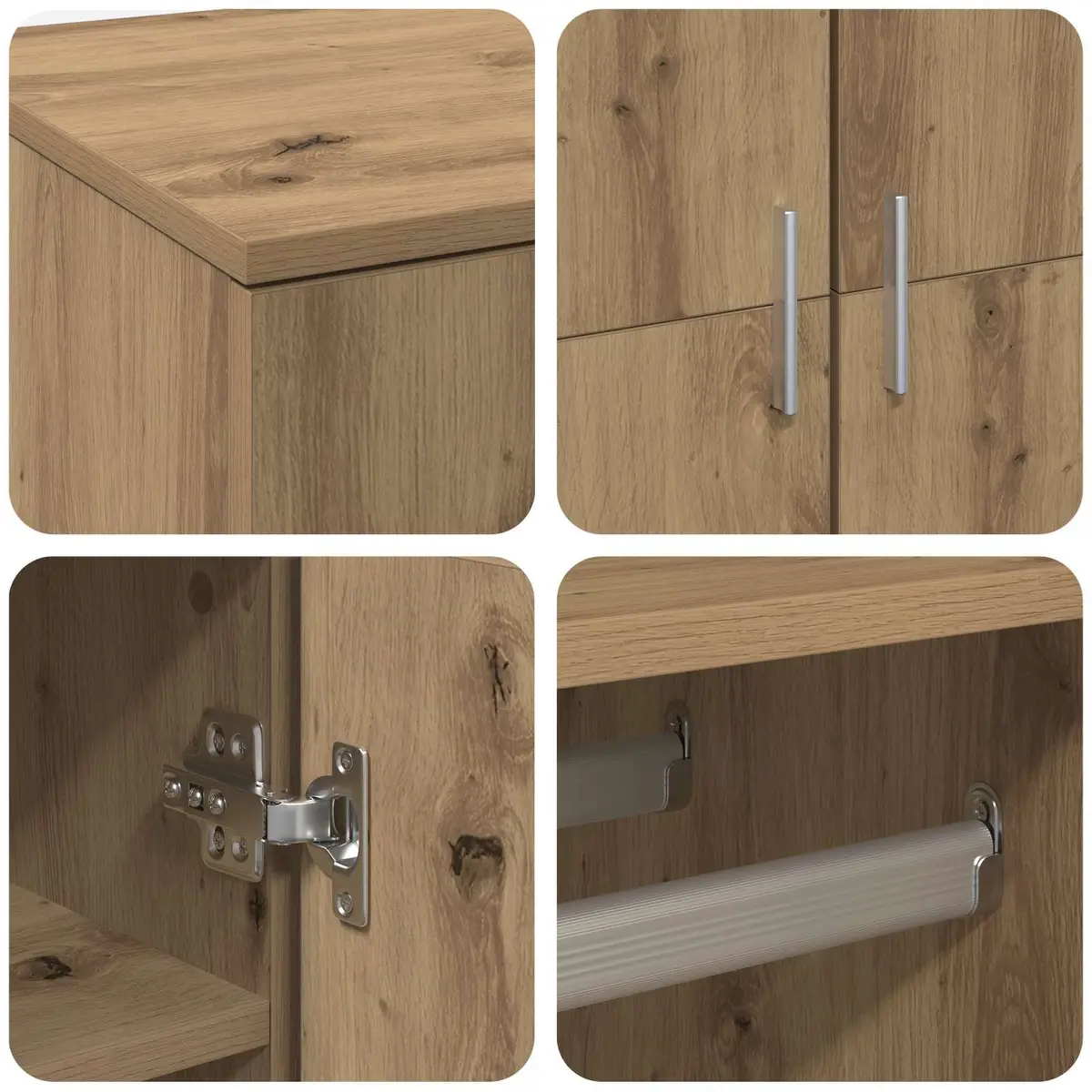 Highboard Storage Cabinet Living Room 80 x 39 x 178 cm Engineered Wood Beige