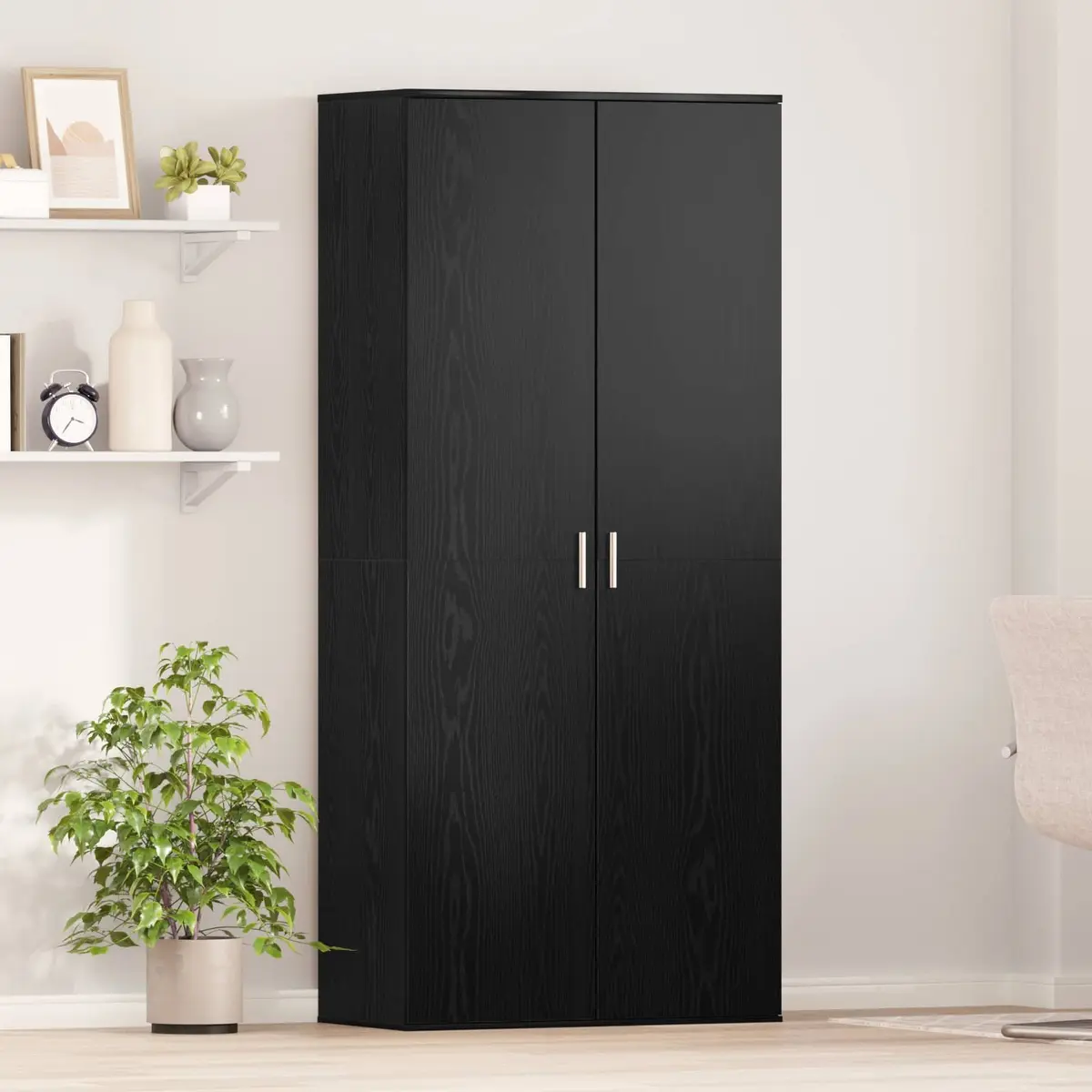 Highboard Storage Cabinet for Living Room Black Oak 80 x 39 x 178 cm