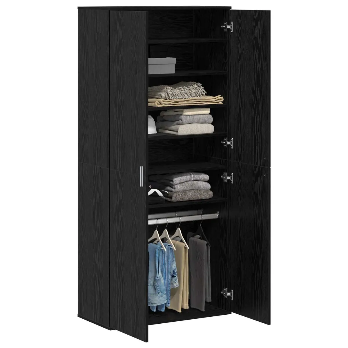 Highboard Storage Cabinet for Living Room Black Oak 80 x 39 x 178 cm