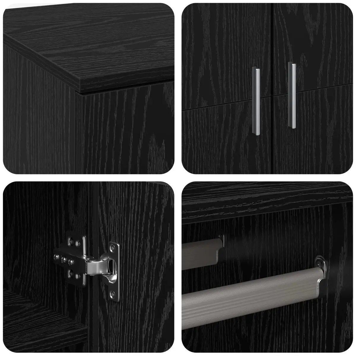 Highboard Storage Cabinet for Living Room Black Oak 80 x 39 x 178 cm