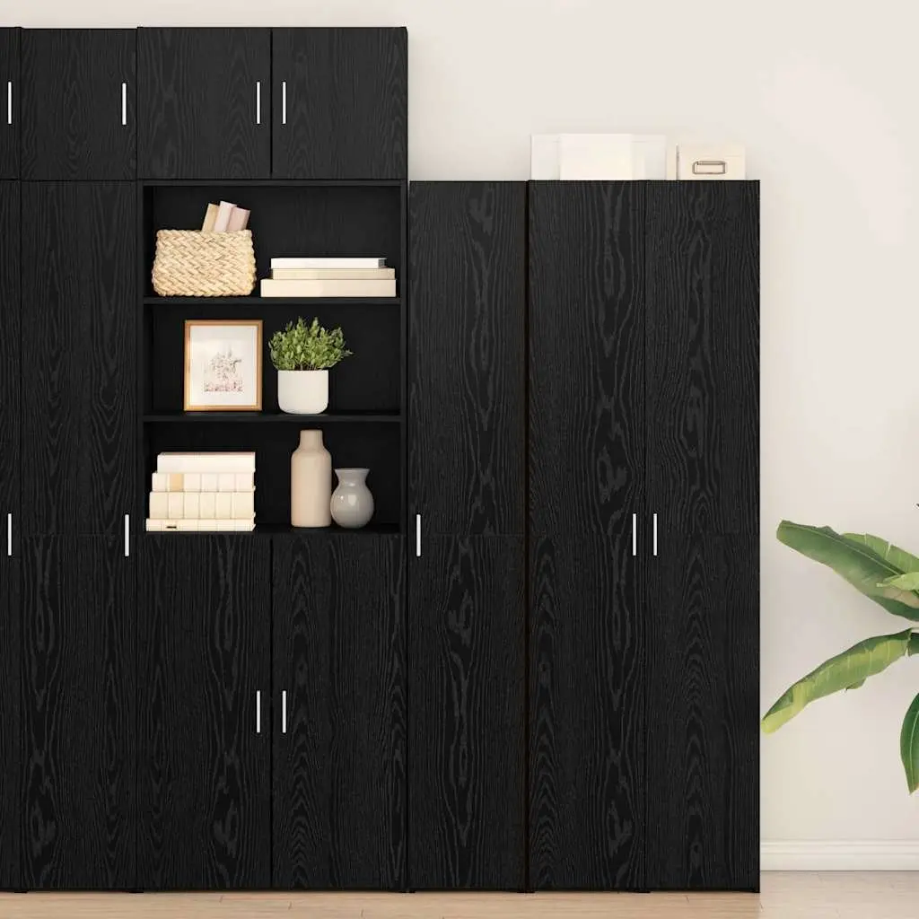 Highboard Black Oak Storage Cabinet Living Room Bedroom 30 W x 42.5 D x 185 H cm