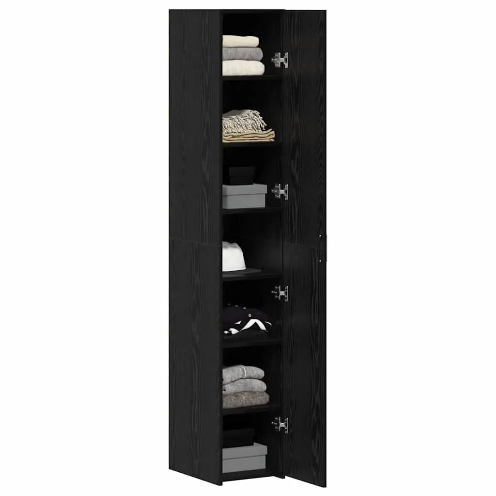 Highboard Black Oak Storage Cabinet Living Room Bedroom 30 W x 42.5 D x 185 H cm