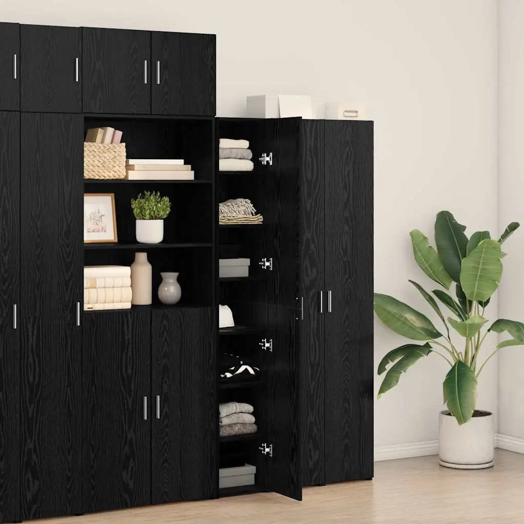 Highboard Black Oak Storage Cabinet Living Room Bedroom 30 W x 42.5 D x 185 H cm