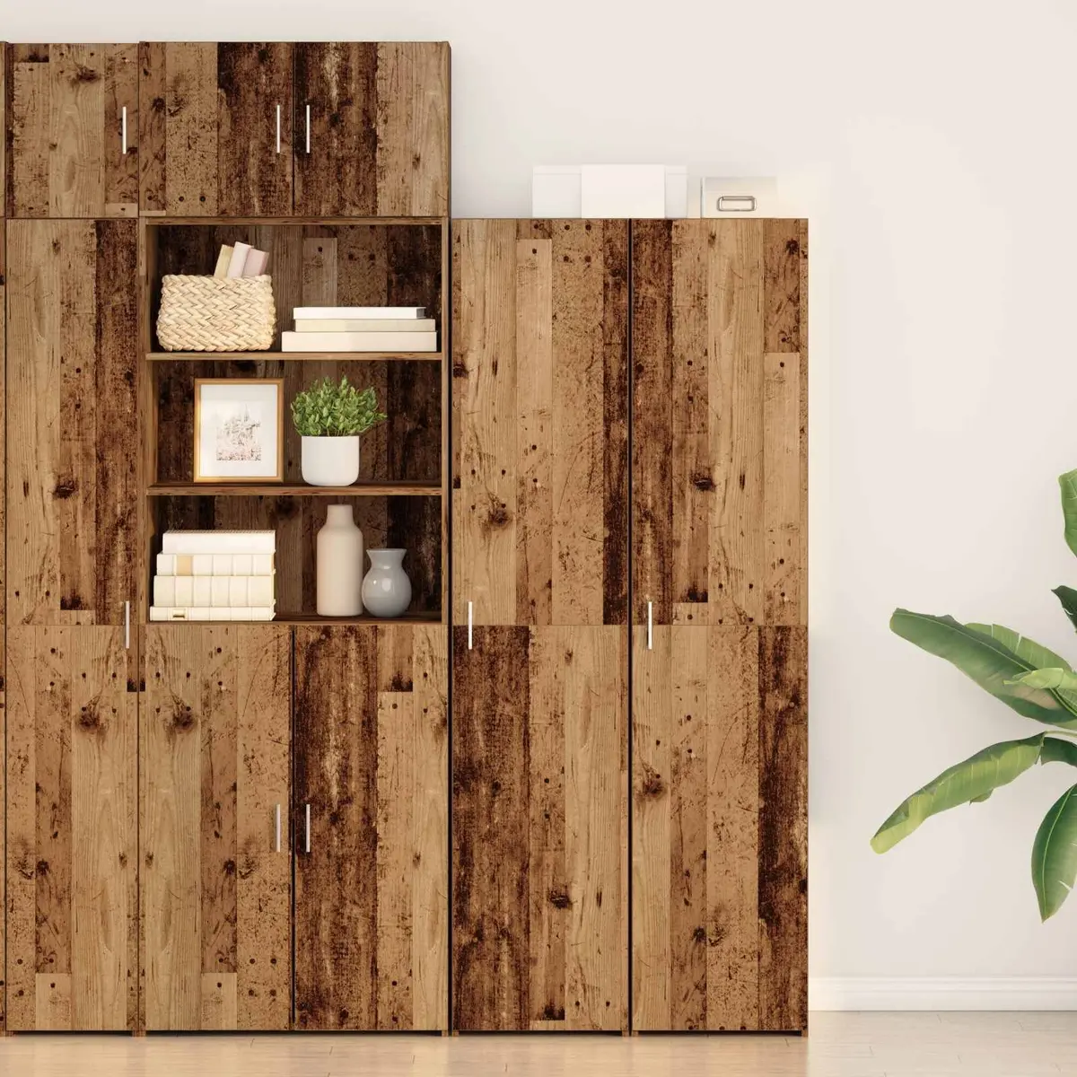 Highboard Old Wood Sideboard Buffet Cabinet Tall Storage Cupboard 185cm