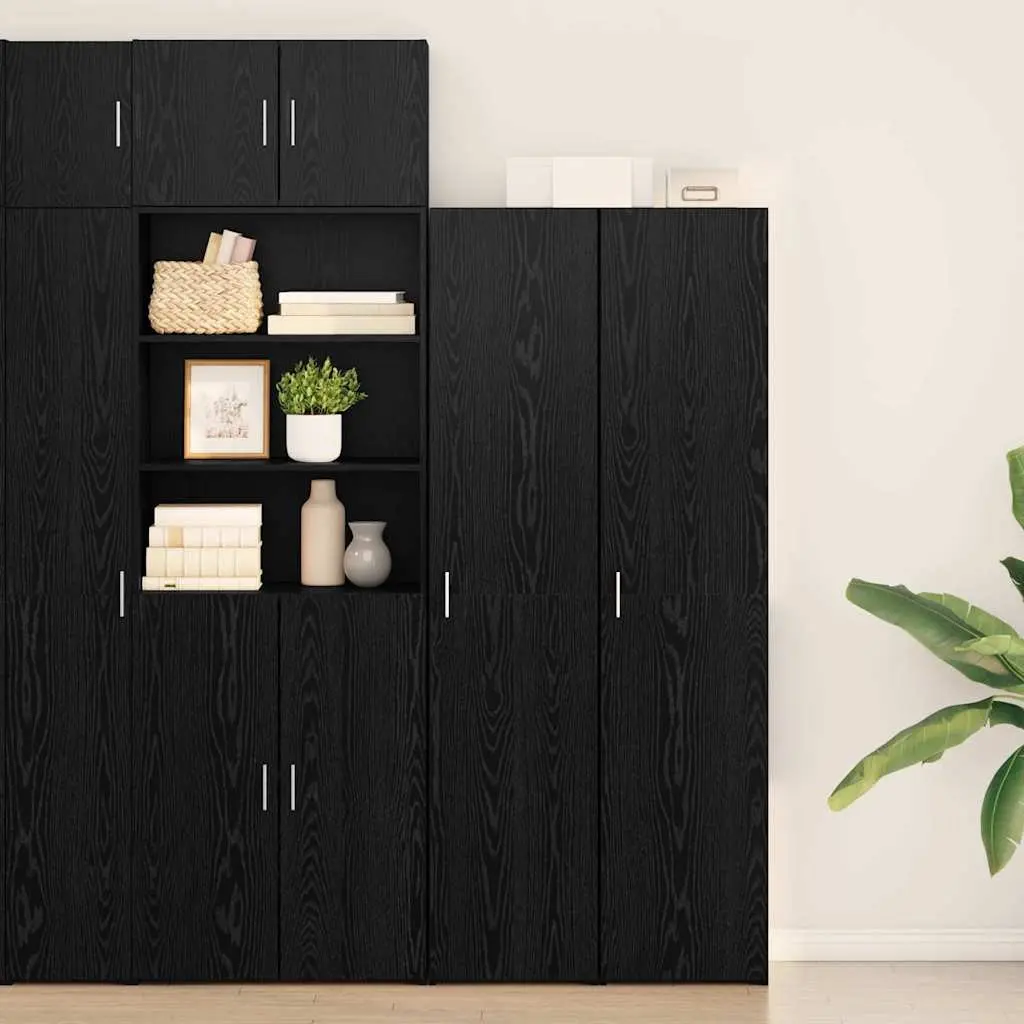 Engineered Wood Highboard for Dining Room 40 x 42.5 x 185 cm Black Storage Cabinet