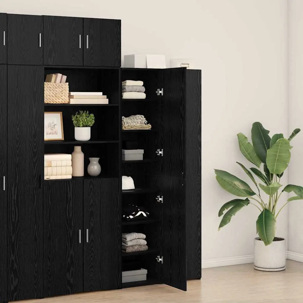 Engineered Wood Highboard for Dining Room 40 x 42.5 x 185 cm Black Storage Cabinet