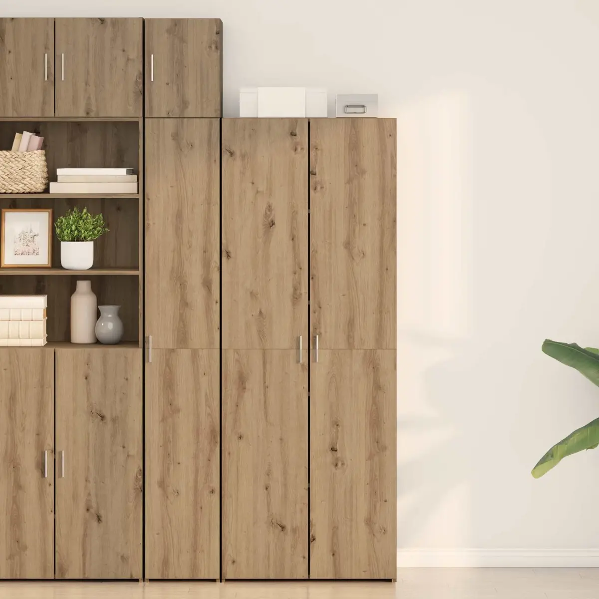 Highboard Buffet Cabinet Sideboard 70 x 42.5 x 185 cm Rustic Oak Dining Storage