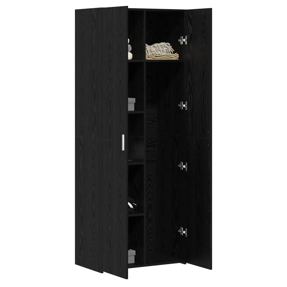 Highboard Buffet Cabinet Black Oak Sideboard Dining Room Storage 70x42.5x185cm