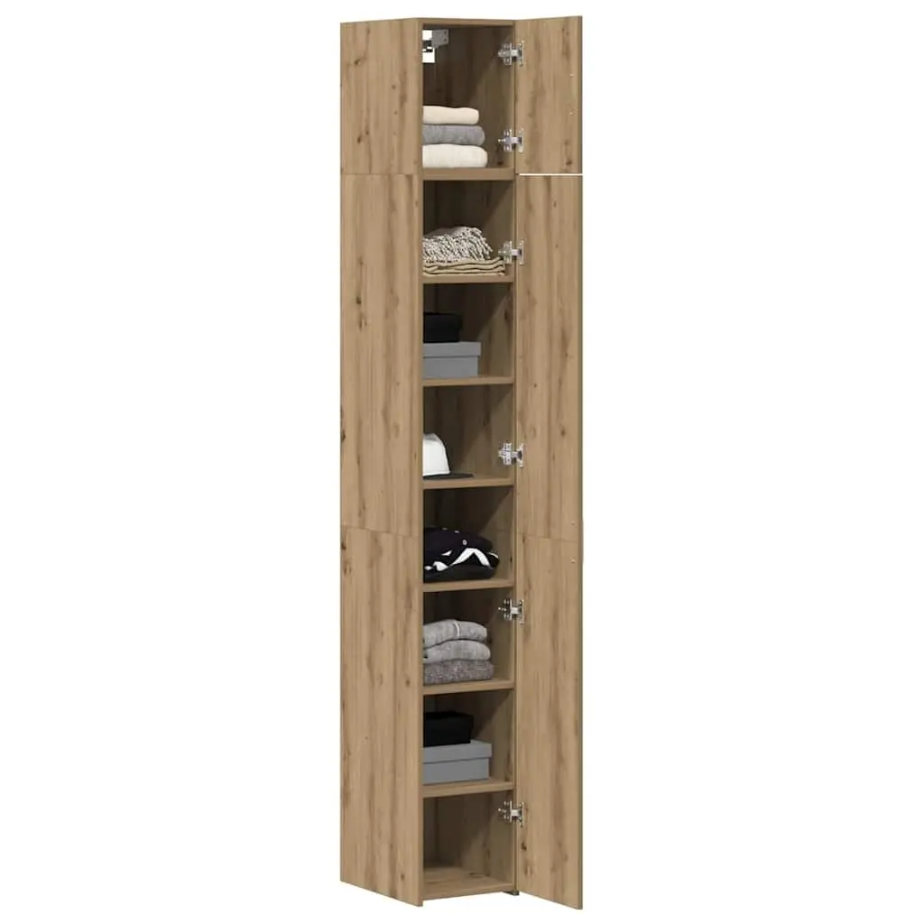 2-Piece Storage Cabinet for Home Use Brown Adjustable Shelves