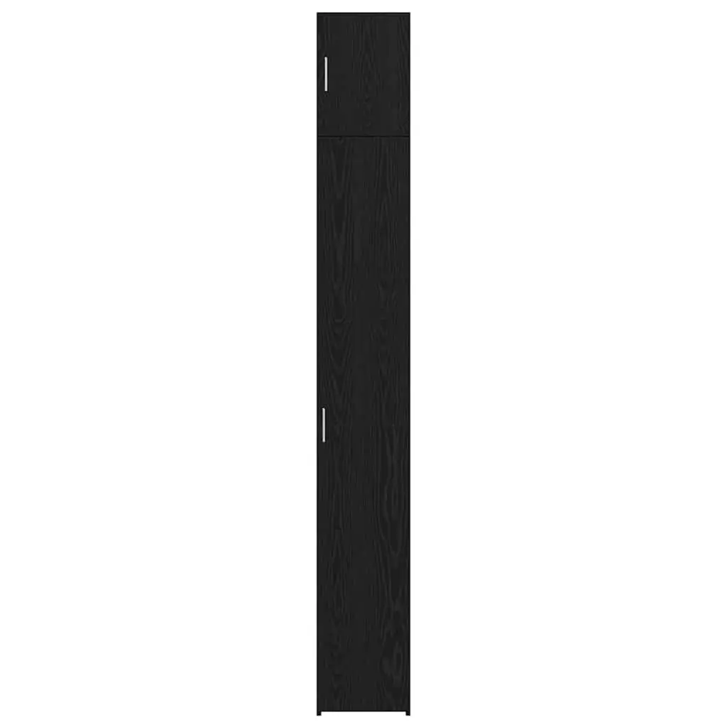 Storage Cabinet Living Room 2 Piece Black Oak