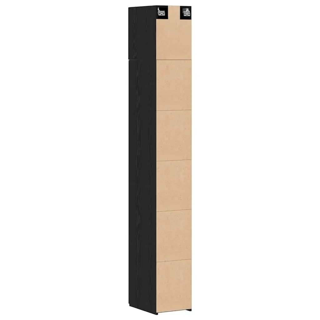Storage Cabinet Living Room 2 Piece Black Oak