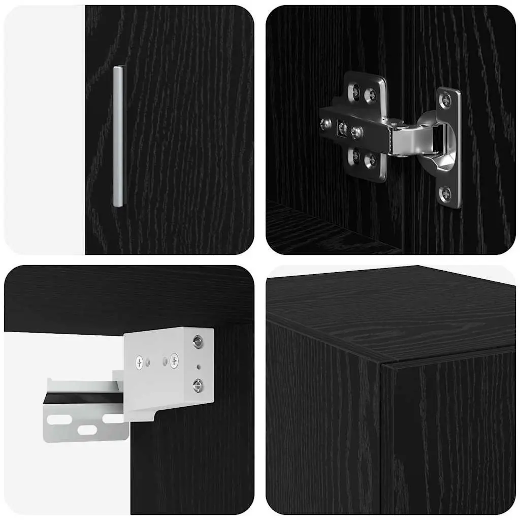 Storage Cabinet Living Room 2 Piece Black Oak