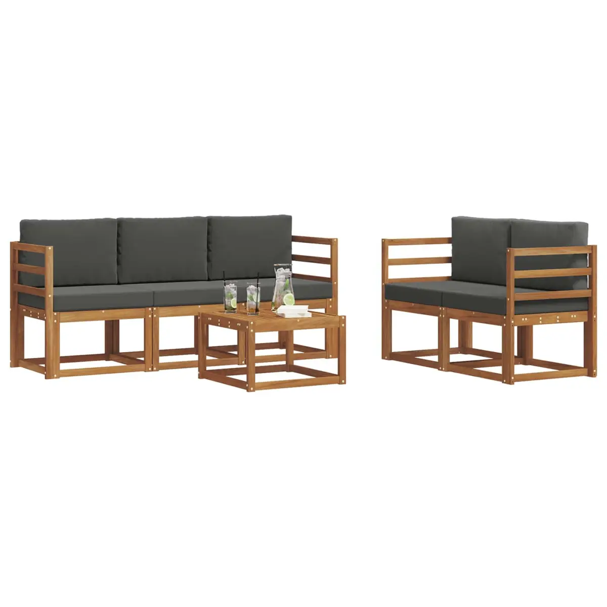 Outdoor Sofa Set Garden Patio 6 Piece Modular Brown