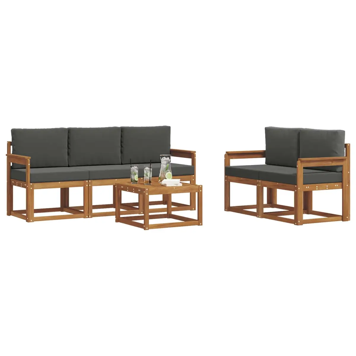Outdoor Sofa Set Garden Furniture 6 Piece Modular Lounge Brown