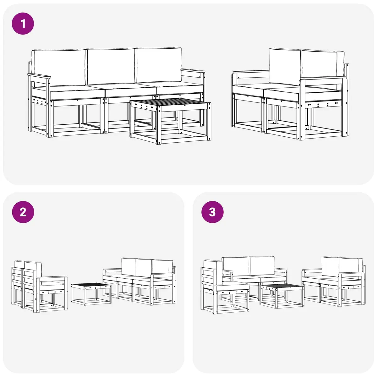 Outdoor Sofa Set Garden Furniture 6 Piece Modular Lounge Brown