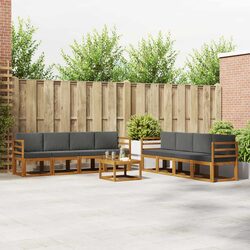 Outdoor Sectional Sofa Set 9 Piece Garden Furniture with Cushions Modern Design