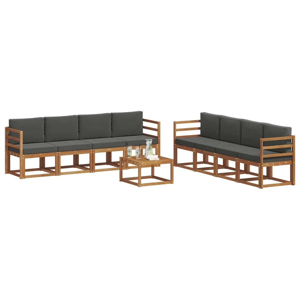 Outdoor Sectional Sofa Set 9 Piece Garden Furniture with Cushions Modern Design