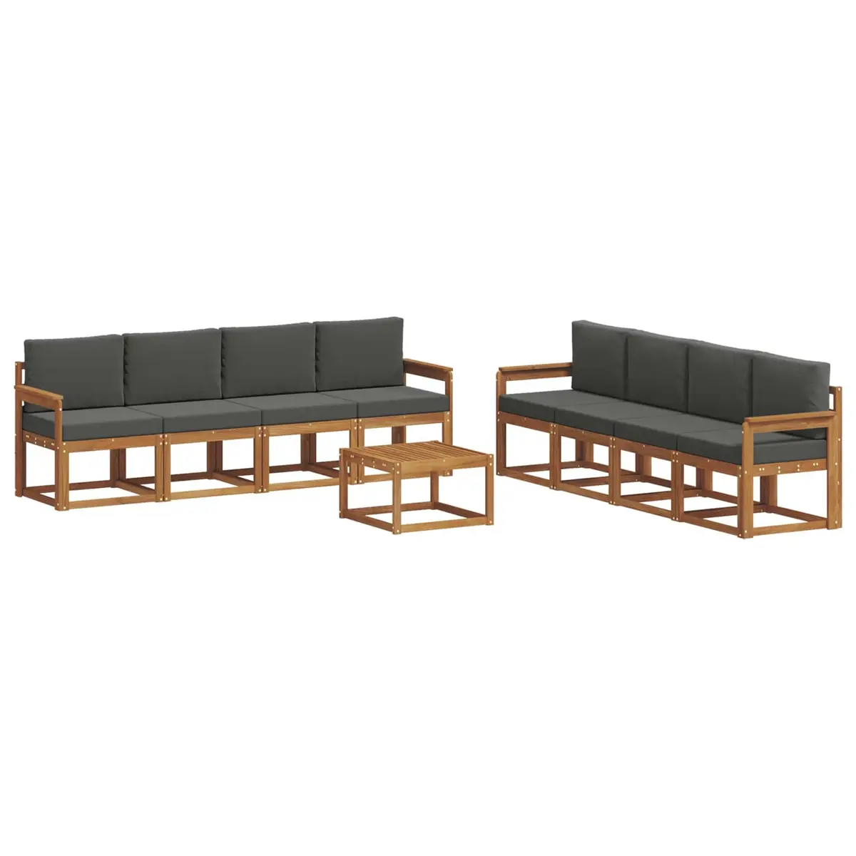 Outdoor Sectional Sofa Set 9 Piece Garden Furniture with Cushions Brown
