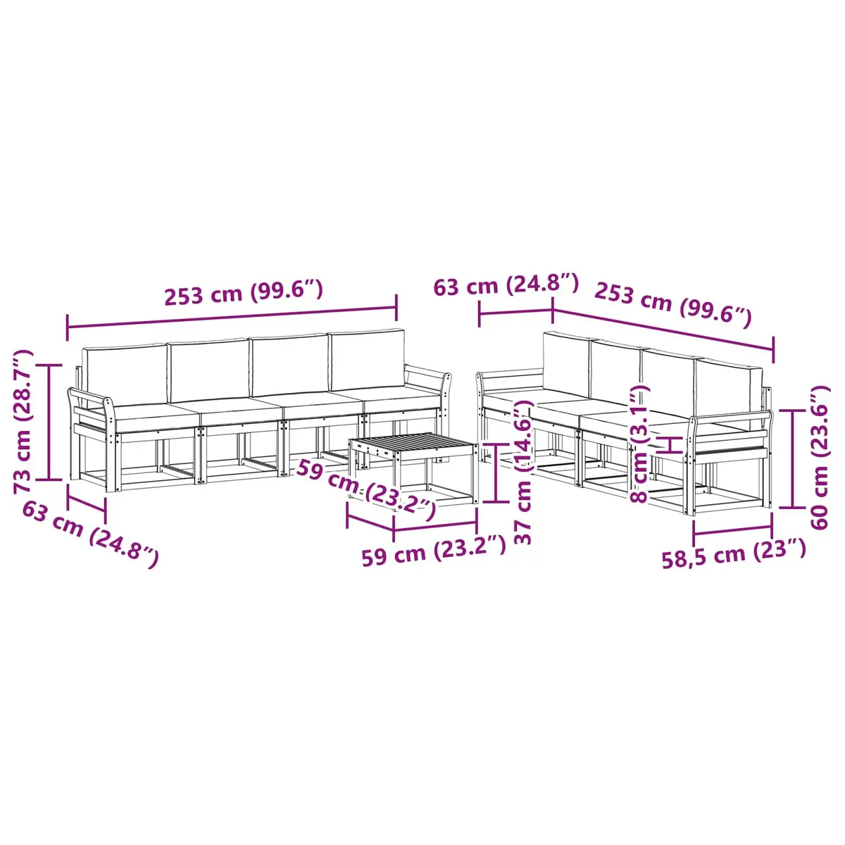 9-Piece Outdoor Sectional Sofa Set