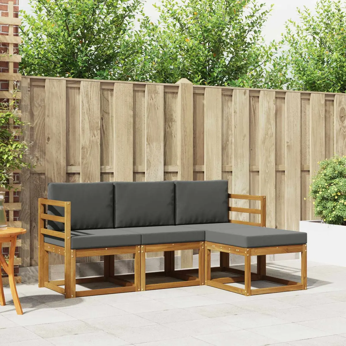 4-Piece Acacia Wood Outdoor Sofa Set