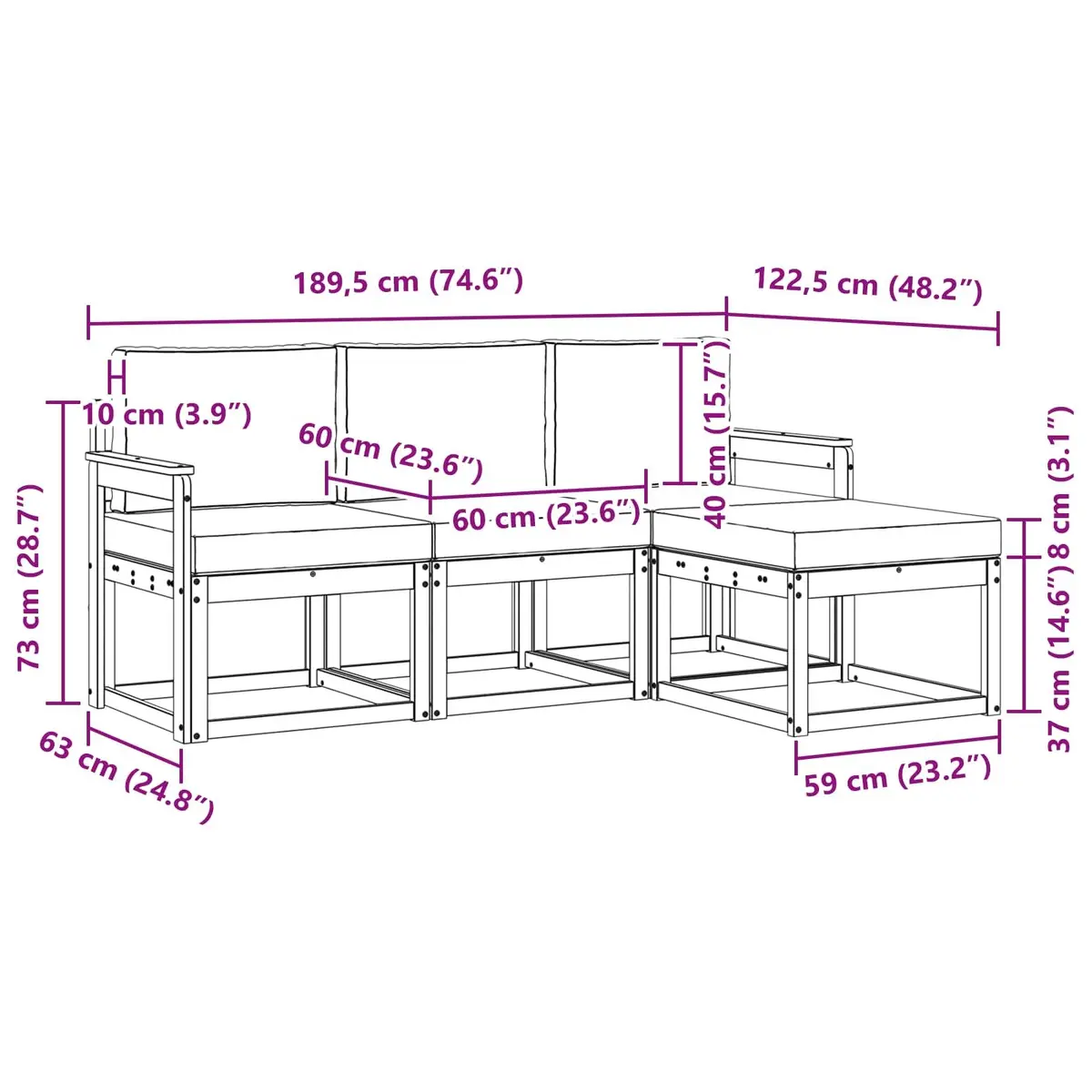 4-Piece Outdoor Sofa Set with Cushions