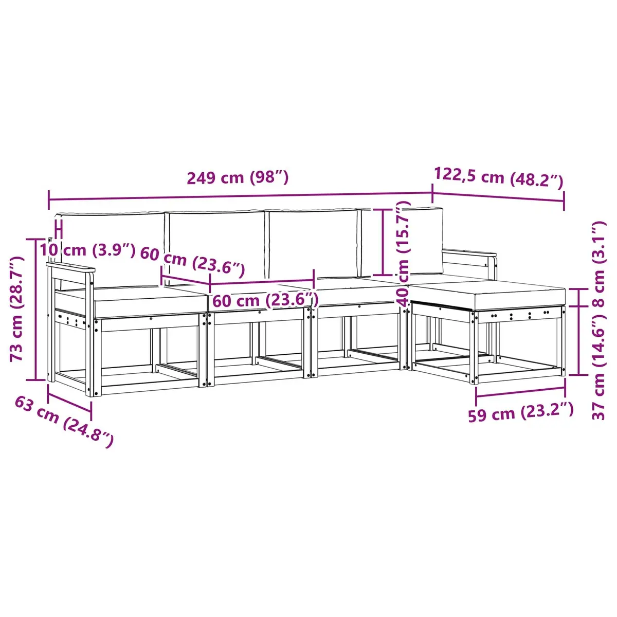 5-Piece Outdoor Sectional Sofa Set
