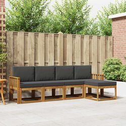 Outdoor Sofa Set 5 pcs Garden Furniture Brown Acacia Wood Sectional Lounge