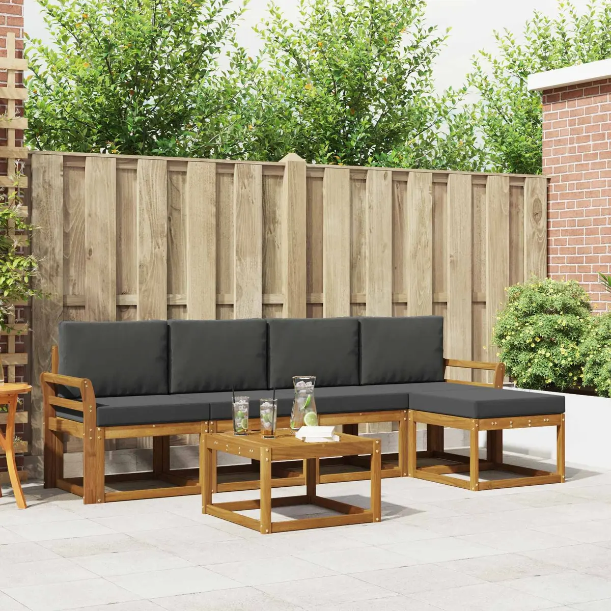 Outdoor Sectional Sofa Set 6 Piece Garden Furniture Modern Patio Seating