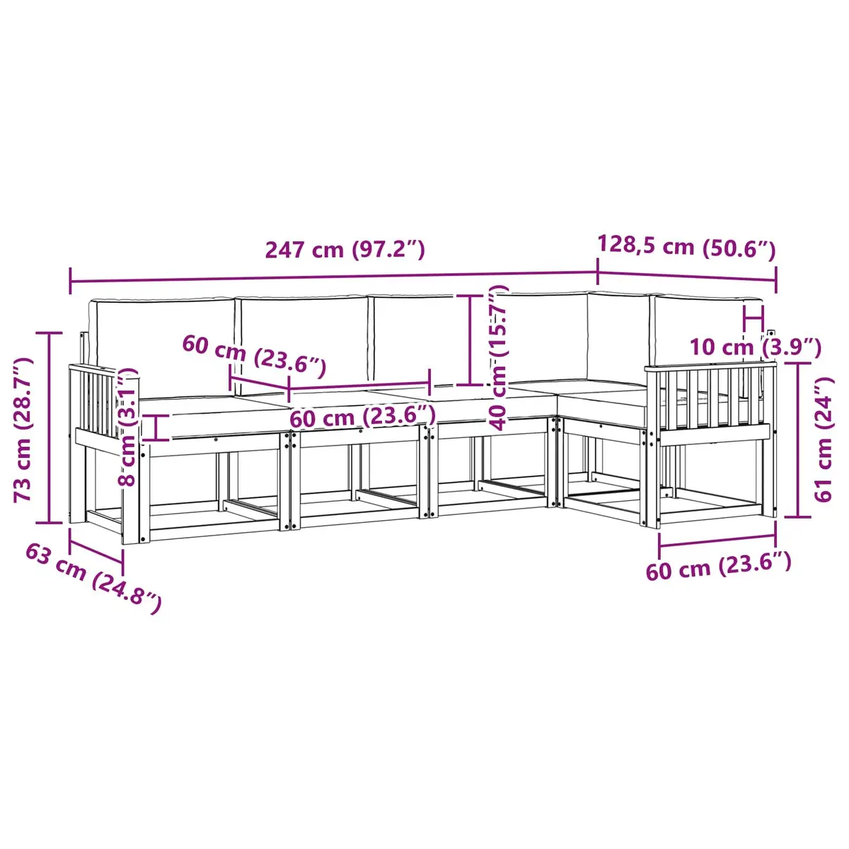 5-Piece Modular Outdoor Sofa Set