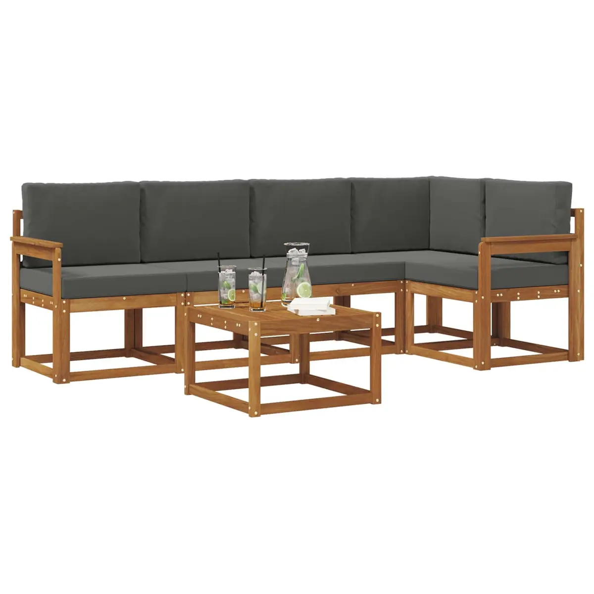 6 Piece Acacia Outdoor Sofa Set with Cushions