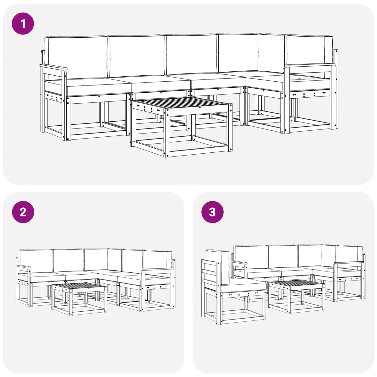 6 Piece Acacia Outdoor Sofa Set with Cushions
