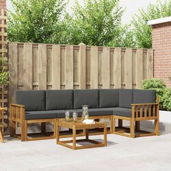 Outdoor Sofa Set Specifications: 6 Pieces, Brown Acacia Wood