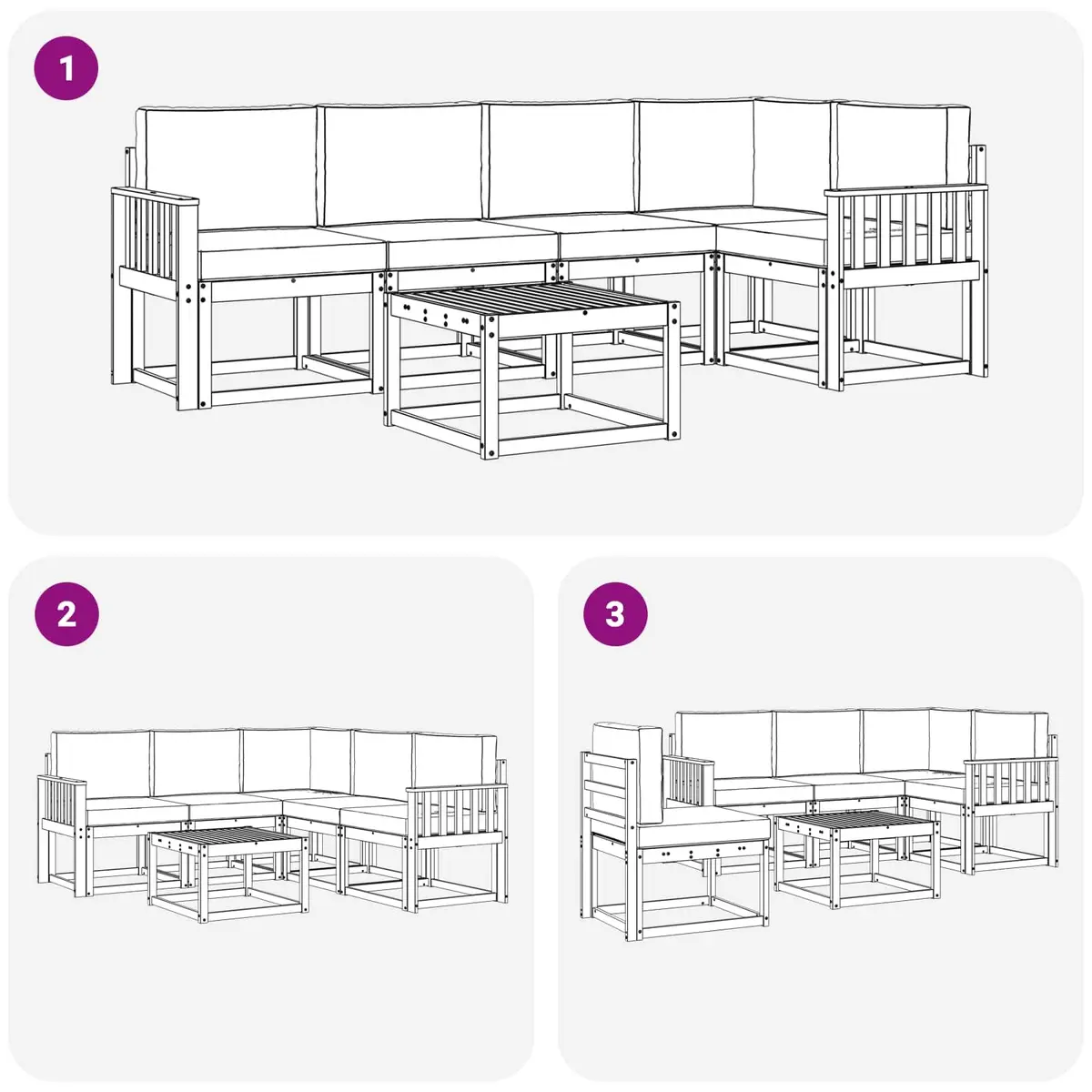 Outdoor Sofa Set 6 Piece with Cushions Garden Patio Furniture Brown Acacia Wood