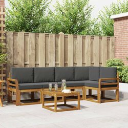 Outdoor Sofa Set 6 Piece Garden Furniture Modular Lounge with Cushions Brown